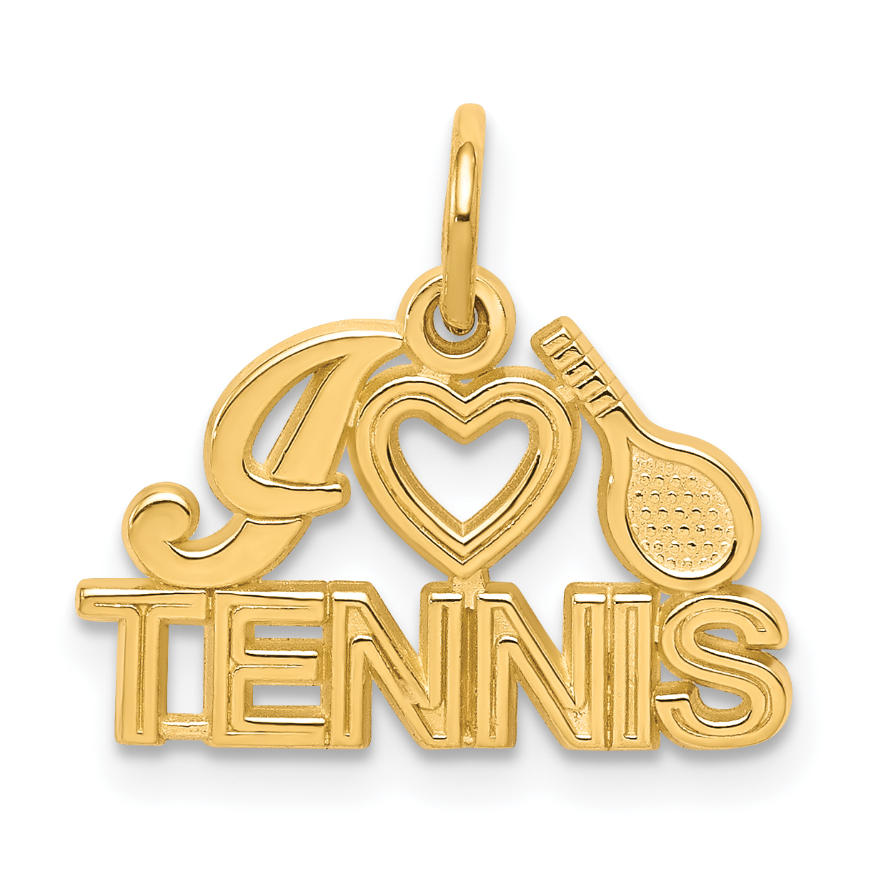 Million Charms 10k Yellow Gold Sports I Heart Tennis Necklace Charm Pendant